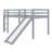 Sturdy Rubberwood Kids Loft Bed With Built-In Storage, Safety Ladder And Full Guardrails-1320298150