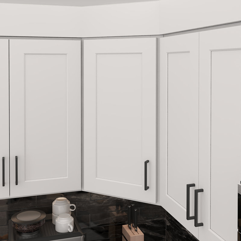 Meuble de cuisine mural diagonal à 1 porte et 2 étagères, à monter soi-même, 30,5 cm (P) x 61 cm (L) x 76 cm (H), blanc