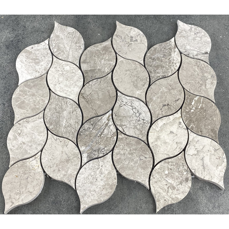 Silver Shadow Gray Marble Leaf Design 2" x 2" Marble Mosaic Wall & Floor Tile