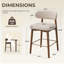 Tabouret de bar moderne à hauteur de comptoir avec dossier, non pivotant, pieds en bois d'hévéa massif et repose-pieds en métal bronze-131231056-123098459-131231054