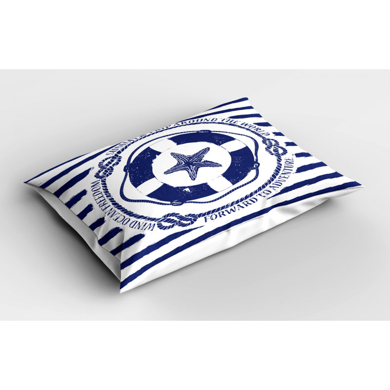Taie décorative en microfibre bleu / blanc Poyester, Lit simple