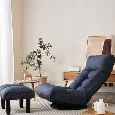 Fauteuil inclinable pliable, marine - 66,37 po Plancher large à siège large avec rembourrage en lin, dossier haut 36,45