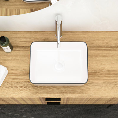 Lavabo vasque rectangulaire moderne en céramique 16 po x 12 po - Accessoire de salle de bain