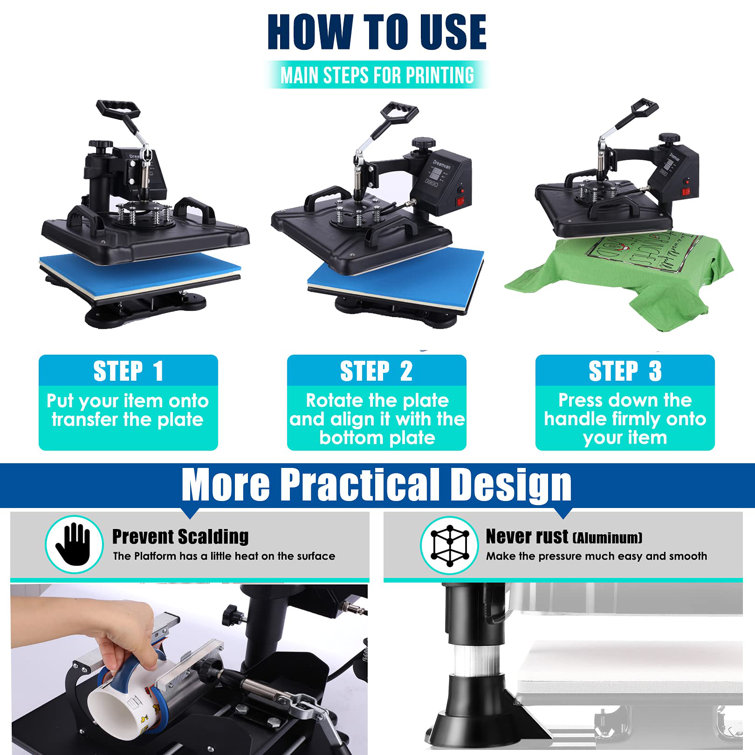 Carejoy 8-in-1 Digital Transfer Sublimation Heat Press Machine for sale  online