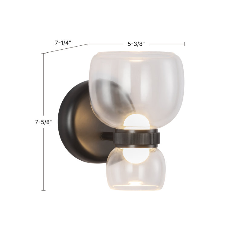 Sutton 8-in Black dimmable LED Bathroom Vanity Light, Oil Rubbed Bronze, Class Glass