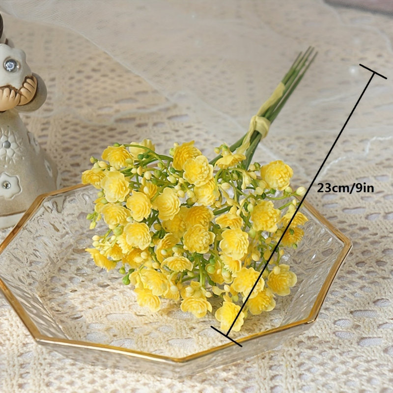 2 bouquets de 42 têtes de fleurs artificielles pour respirer chaque bébé, Jaune