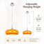 Luminaire suspendu vintage en verre orange, lampe suspendue à une lumière pour îlot de cuisine