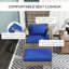 Chaise et fauteuil rembourré bleu foncé pour terrasse, cour, cour avant, jardin, patio et haut dossier avec grand siège