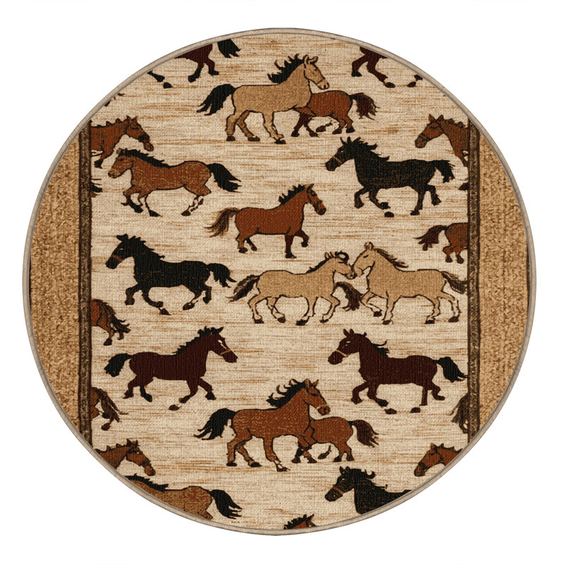  Tapis lavable Farm Horses Farm, Rond 5 pi
