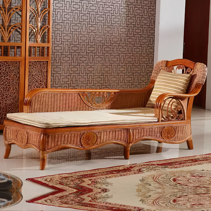 Rattan woven creative quality chaise longue, Right Hand Facing