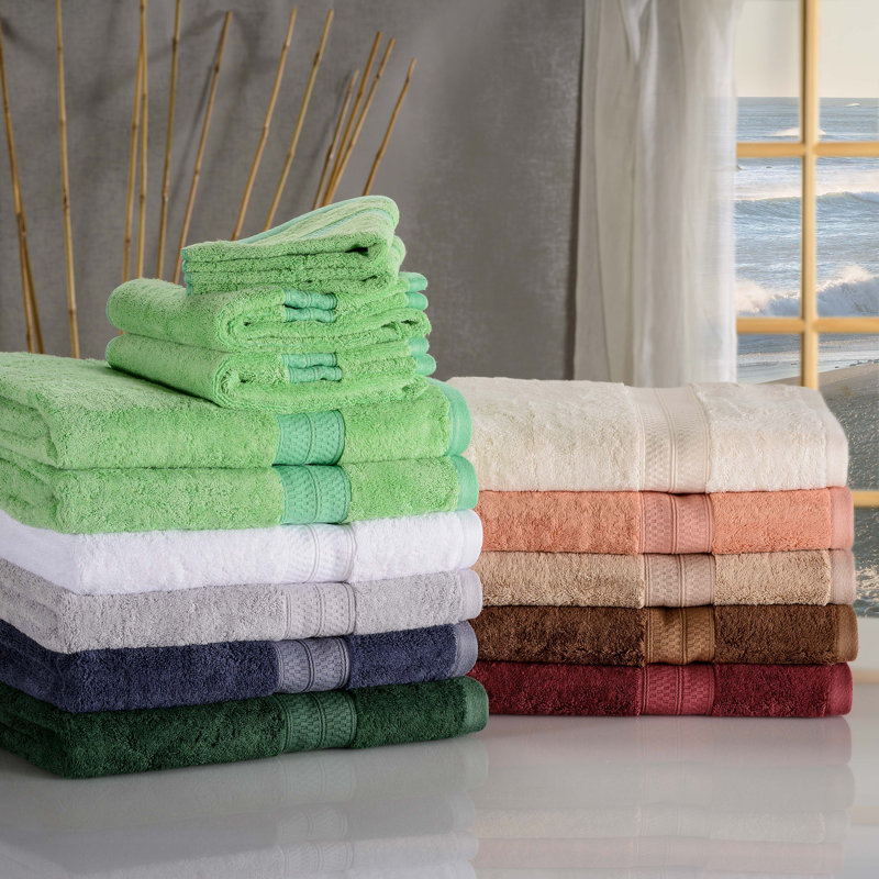 Luxurious White Cotton and Bamboo Blend 8-Piece Towel Set