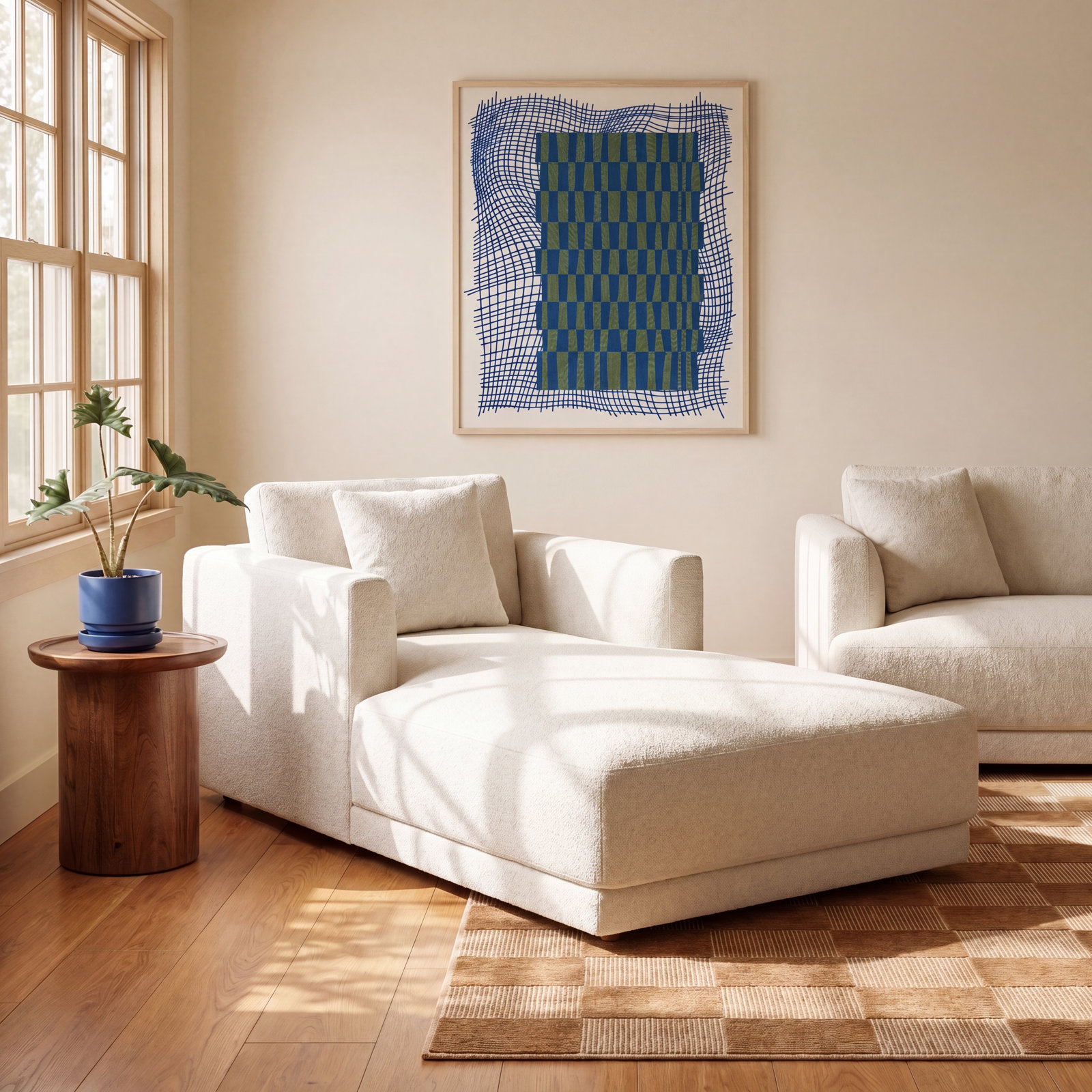 Vervino Upholstered Chaise Lounge, Oyster Boucle