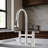 Double Handle Bridge Kitchen Faucet With Pull-down Spray Head-111025359