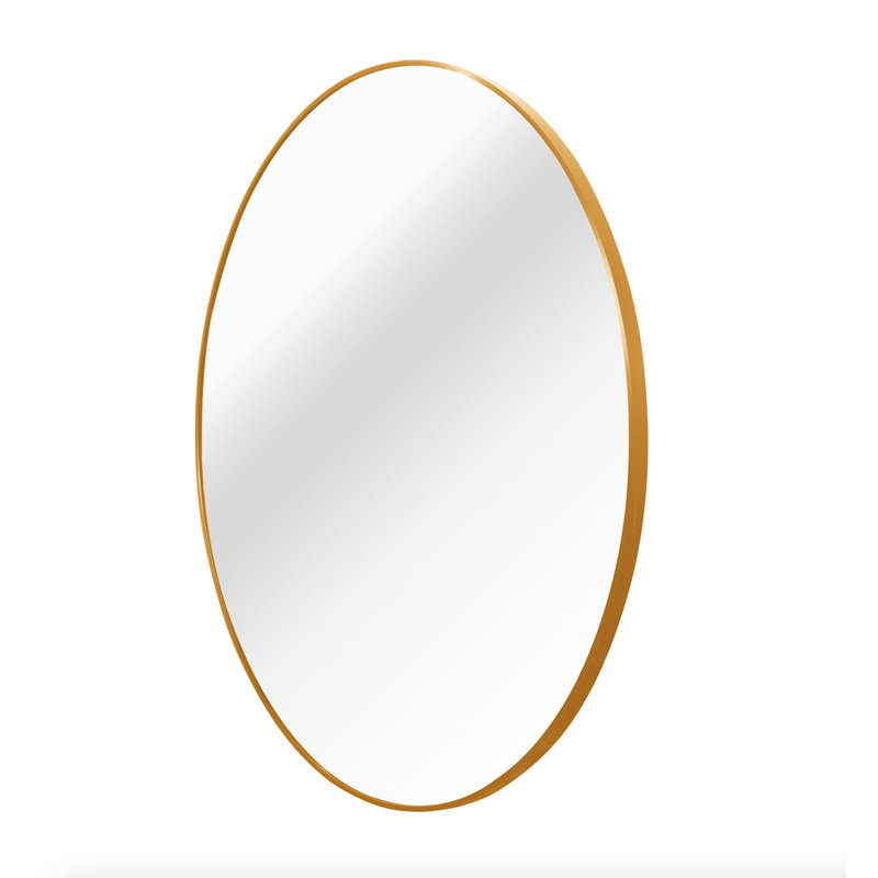 Miroir mural Hermien, 30 po x 30 po, Doré, Rond