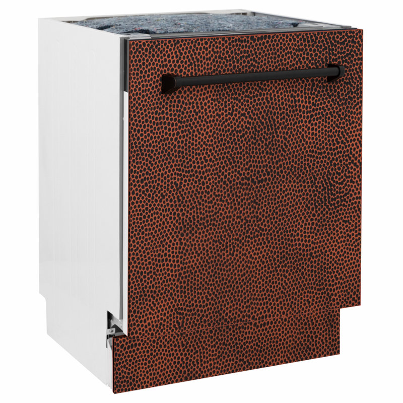ZLINE 24" Tallac Series 3rd Rack Tall Tub Dishwasher with Stainless Steel Tub, 51dBa, Hand Hammered Copper