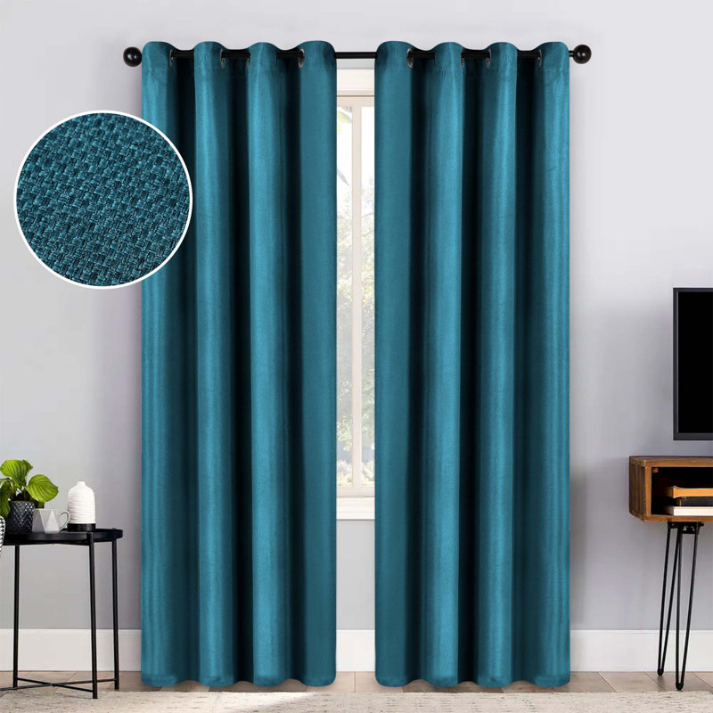 Polyester Thermal Insulated Room Darkening Curtain Panels, Deep Sea, 52" W x 84" L
