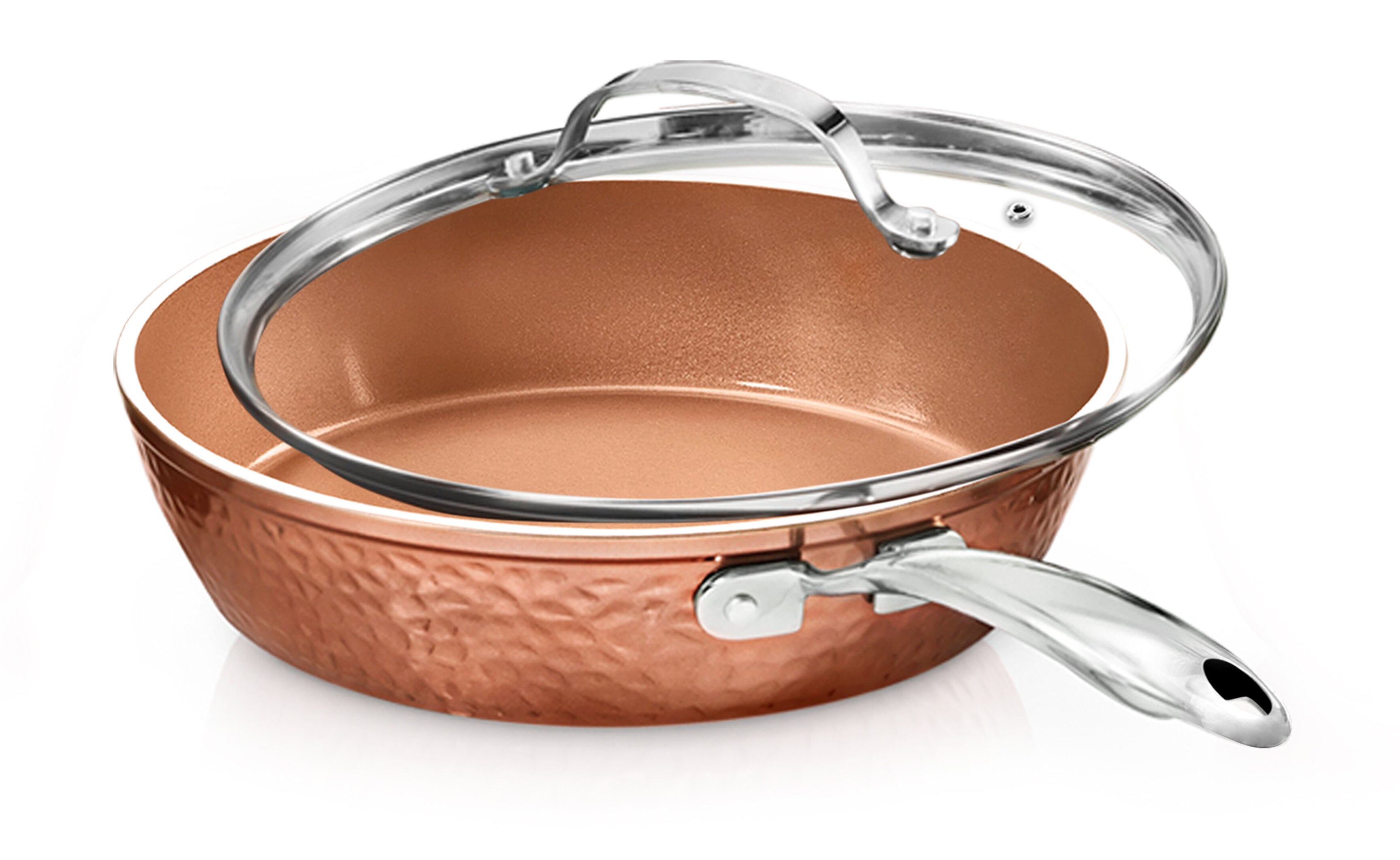 Gotham Steel Hammered Copper 12'' Nonstick Frying Pan with Lid