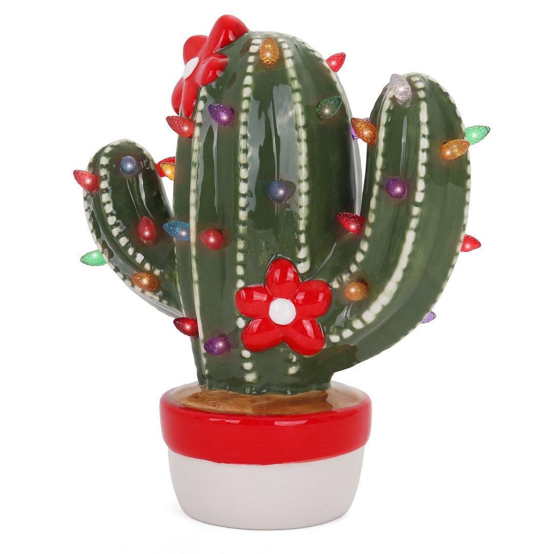 Ceramic Cactus Christmas Tree - Desk Christmas Tree - Miniature Christmas Tree The Holiday Aisle®