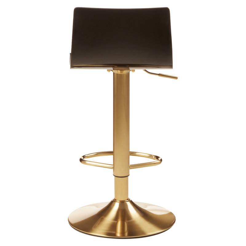 Tricia Swivel Adjustable Height Bar Stool, Gold, Black