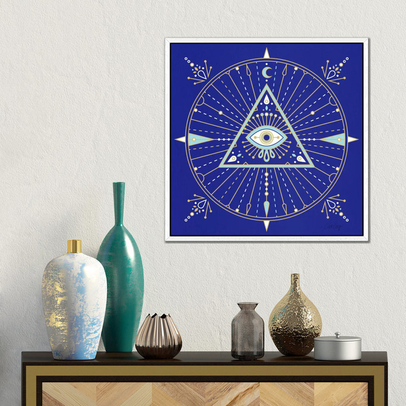 Evil Eye Mandala II 1 Piece Wall Art on Canvas, 45.72 cm H x 45.72 cm W, White Framed