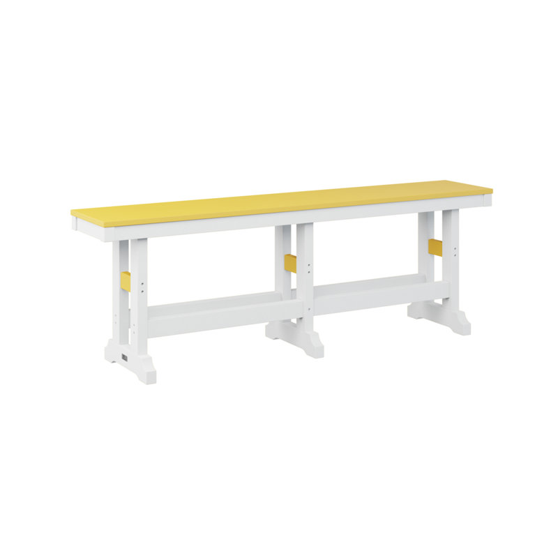 Banc berlinois de 66 po Berlin, H 18 po x l 66 po x P 12,5 po, Jaune soleil / blanc