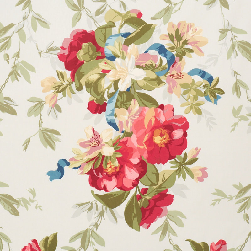 Ellesmere Ribbon Floral Fabric, Aqua