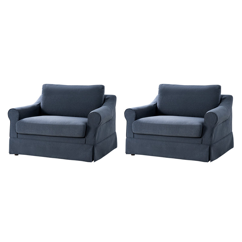 Fauteuil surdimensionné à housse de coussin avec coussin en plumes Estevan l 50,75 po (ensemble de 2), Marine