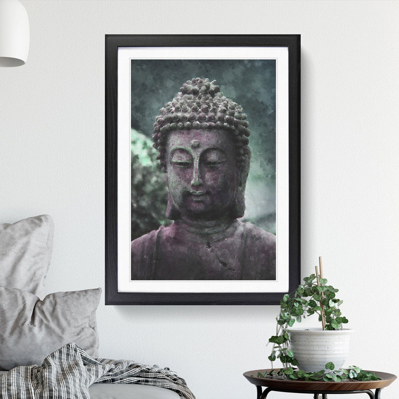 Buddha Statue Vol.1 - Picture Frame Painting, 65cm H x 48cm W x 2cm D, Black