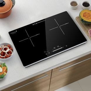 Table de cuisson à induction lisse en verre noir 23 po avec 2 éléments Trifecte