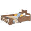 Full Size Kids Platform Bed with Guardrails, Bowknot Headboard & Side Bookshelf, Low Floor Bed, No Box Spring Needed, Beige-132055041-132055045