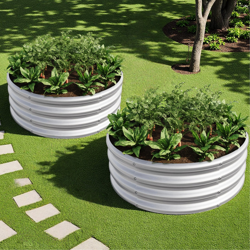 2Pcs W840116761 Metal Raised Garden Bed With - Rust Coating For Long Lasting Planting Of Herbs And Succulents, 110 Gal. Soil Space Galvanized Planter Box Avoiding Root Rot, Open Bottom Good Aeration