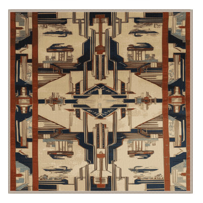 Machine Washable Art Deco Brown Area Rug