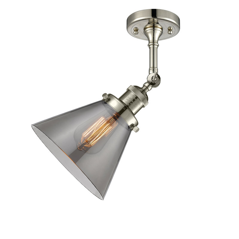 Applique murale avec bras à 1 lumière à intensité variable Parkstone, H 10 po x l 8 po x P 9 po, Fumée, Nickel poli