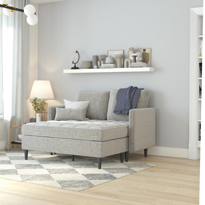 Canapé modulaire avec méridienne Chineta, Polyester gris
