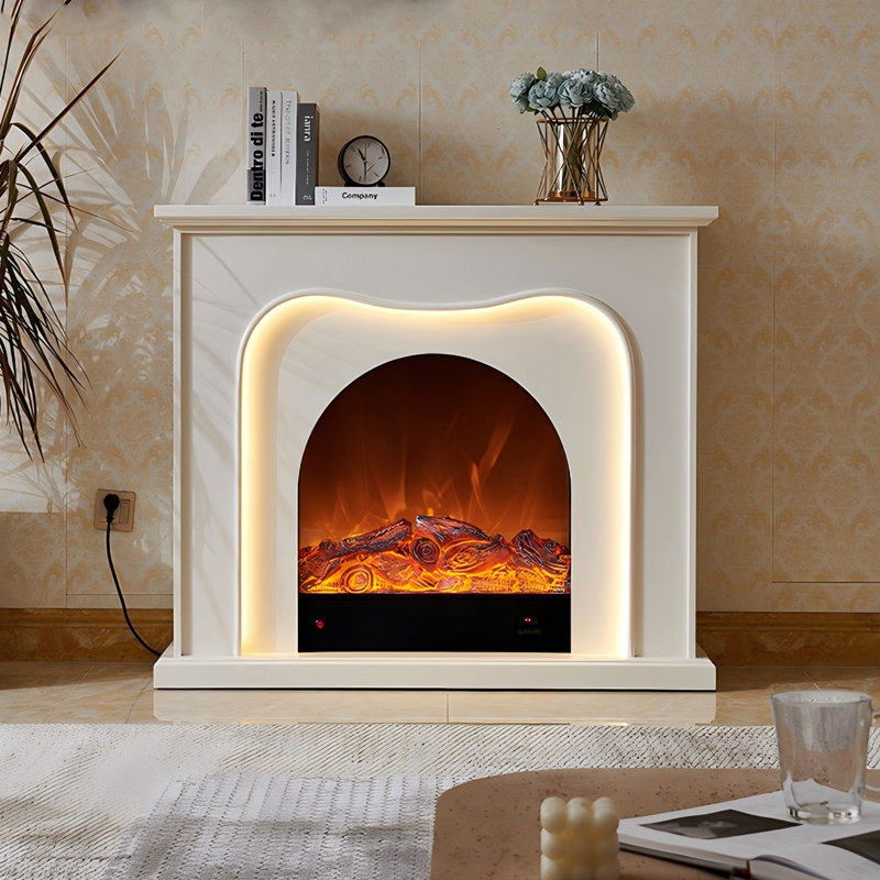 47.24" Ivory White Landscape Electric Fireplace