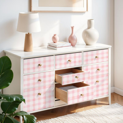 Papier peint adhésif pour papier peint auto-adhésif à carreaux vichy rose, doux et romantique