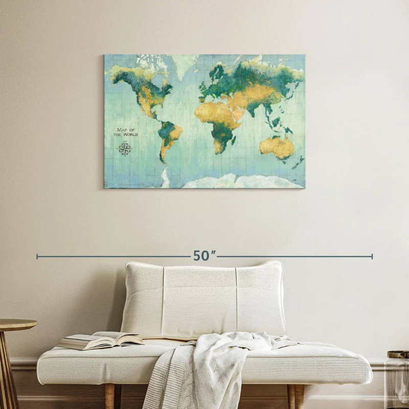 Aliaz Earth Map, 24" H x 36" W