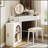 Corner Makeup Vanity Desk With LED Lights, Adjustable Mirror, And Large Storage For Small Spaces