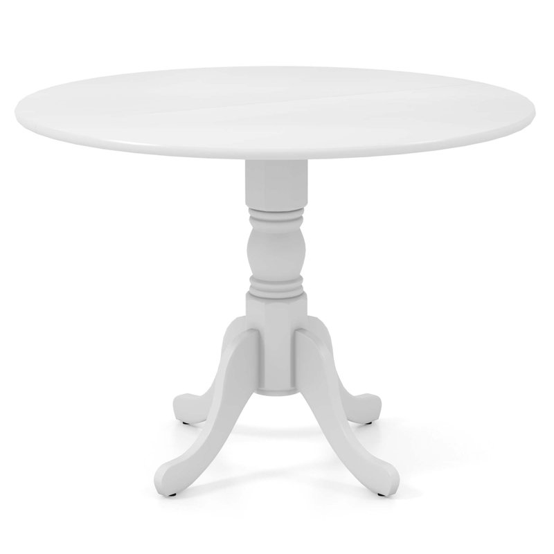 Cliftina Round Solid Wood Dining Table, White, White