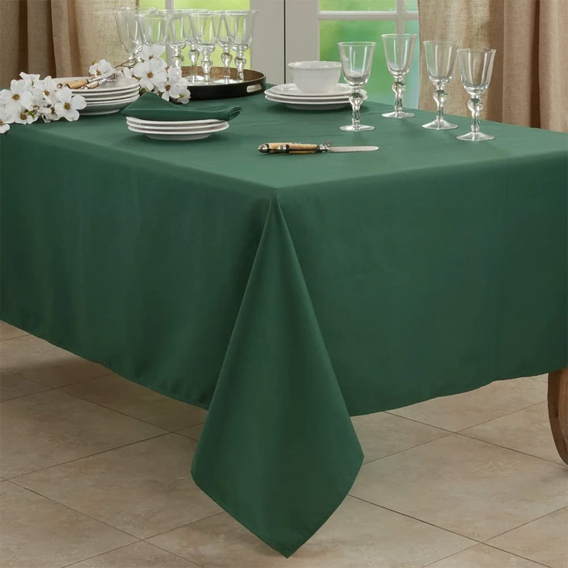 Daisylynn Rectangular Polyester Tablecloth, 104" L x 65" W, Jasper Green