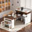 Rolling Kitchen Island With Extra-long Folding Top, Drawers, Cabinets, Power Outlet And Lockable Wheels-1944270653