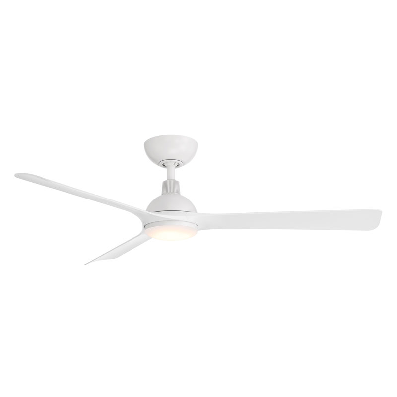 Gage Matte White 3-Blade LED Smart Ceiling Fan With 2700K-3000K-4000K-5000K Selectable LED Light Kit and Remote Control Included, Works With Alexa and iOS or Android App