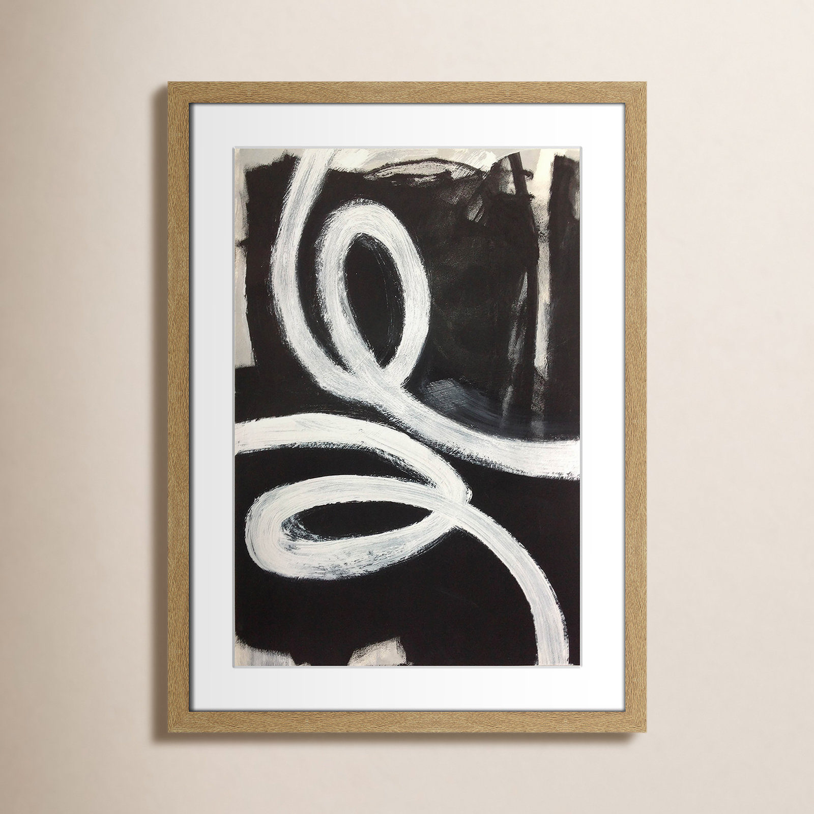 Swirly Swirls I Print, 23" H x 17" W x 0" D, Natural Woodgrain Picture Framed