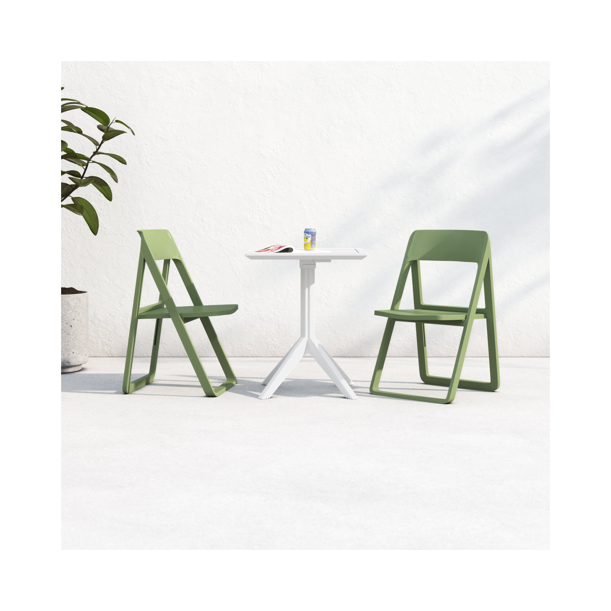 Farrah Square 2 - Person Bistro Set, White/Olive Green