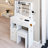 29.2" Left Drawer Vanity Table With Cushioned Stool, 2 Ac+2 Power Supply, Hair Dryer Bracket, Large Touch - Operated Sliding Led Mirror Three Color Lighting And Brightness Adjustment, Ideal For Small