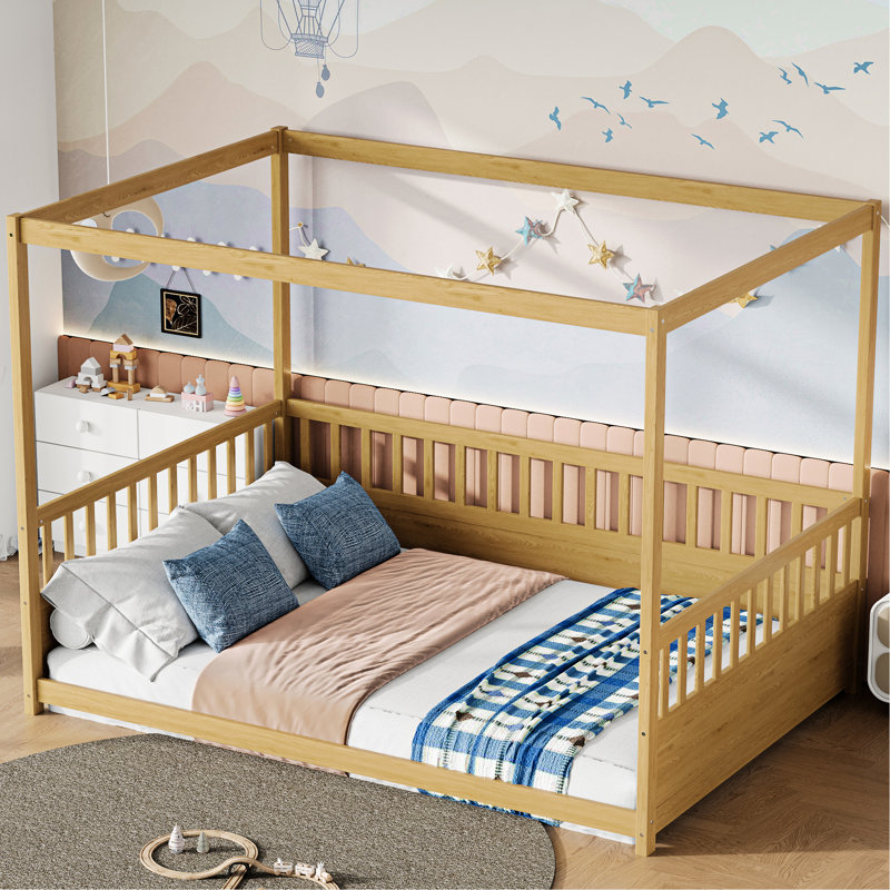 And Bed - Wood Construction With Low Profile Canopy Frame Strong Stable