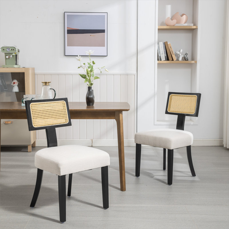 Chaises de salle à manger rembourrées Irene, Beige, Noir, noir, noir, noir