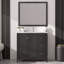 Meuble-lavabo moderne de 35,5 po avec vasque en résine SMC - Finition noire Munich, porte à fermeture douce et 3 tiroirs, armoire de rangement en contreplaqué pour salle de bain, conception compacte