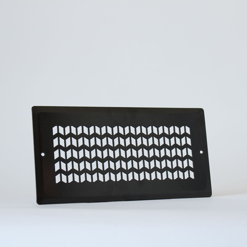 Grille d'aération murale à chevrons en acier noir, 4 x 10 po, Noir