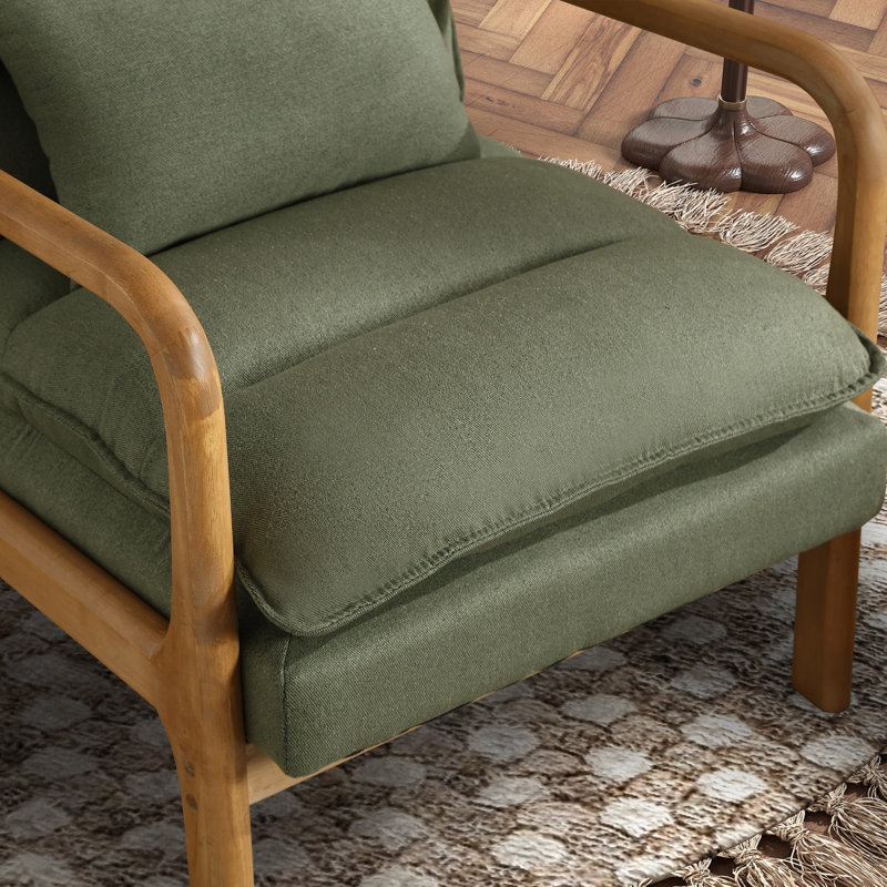 Fauteuil rembourré avec coussin lombaire Eimantas, Lin vert